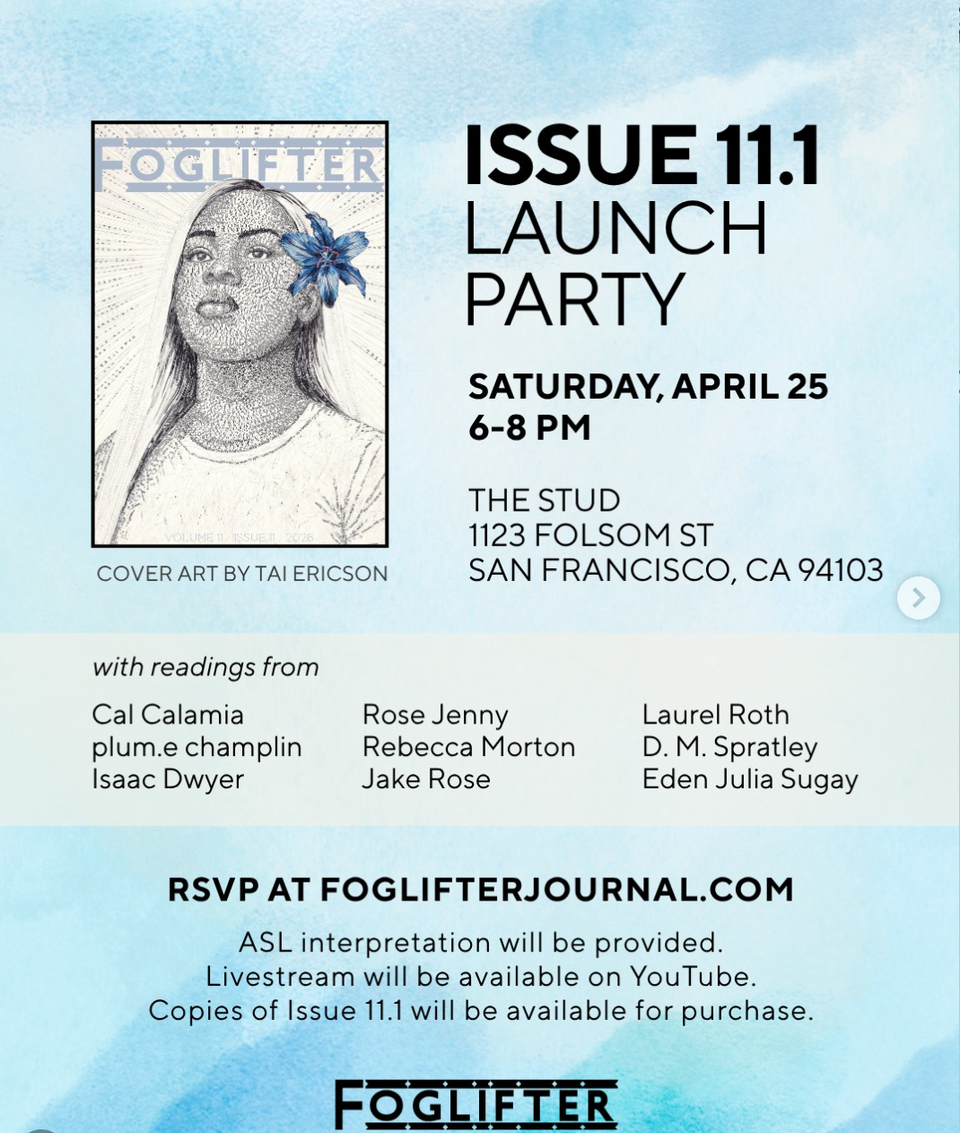 Foglifter Issue 11.1 Launch Party