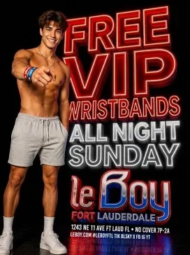 Free VIP Wristbands All Night Sunday