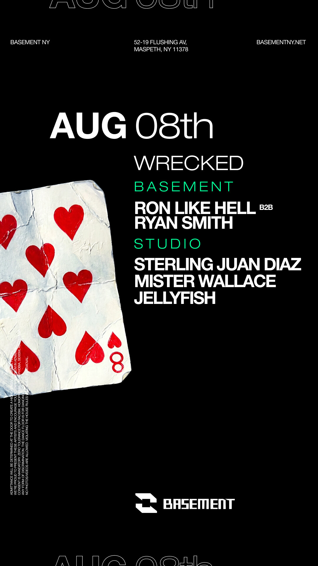 WRECKED 8/8: Sterling Juan Diaz, Mister Wallace, Jellyfish, Ryan Smith b2b Ron Like Hell