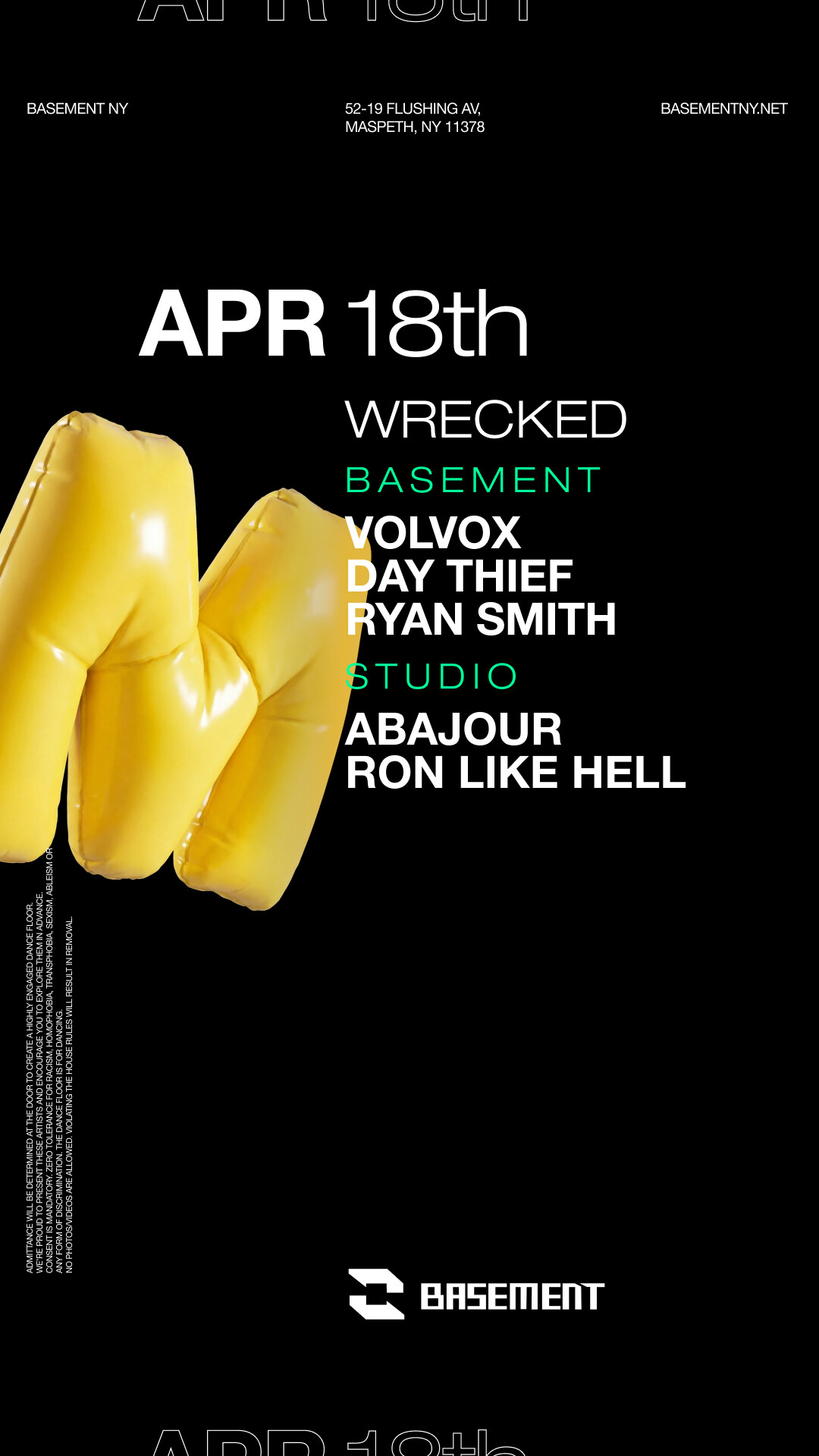 Wrecked: Day Thief, Volvox (Basement), Abajour (STUDIO)