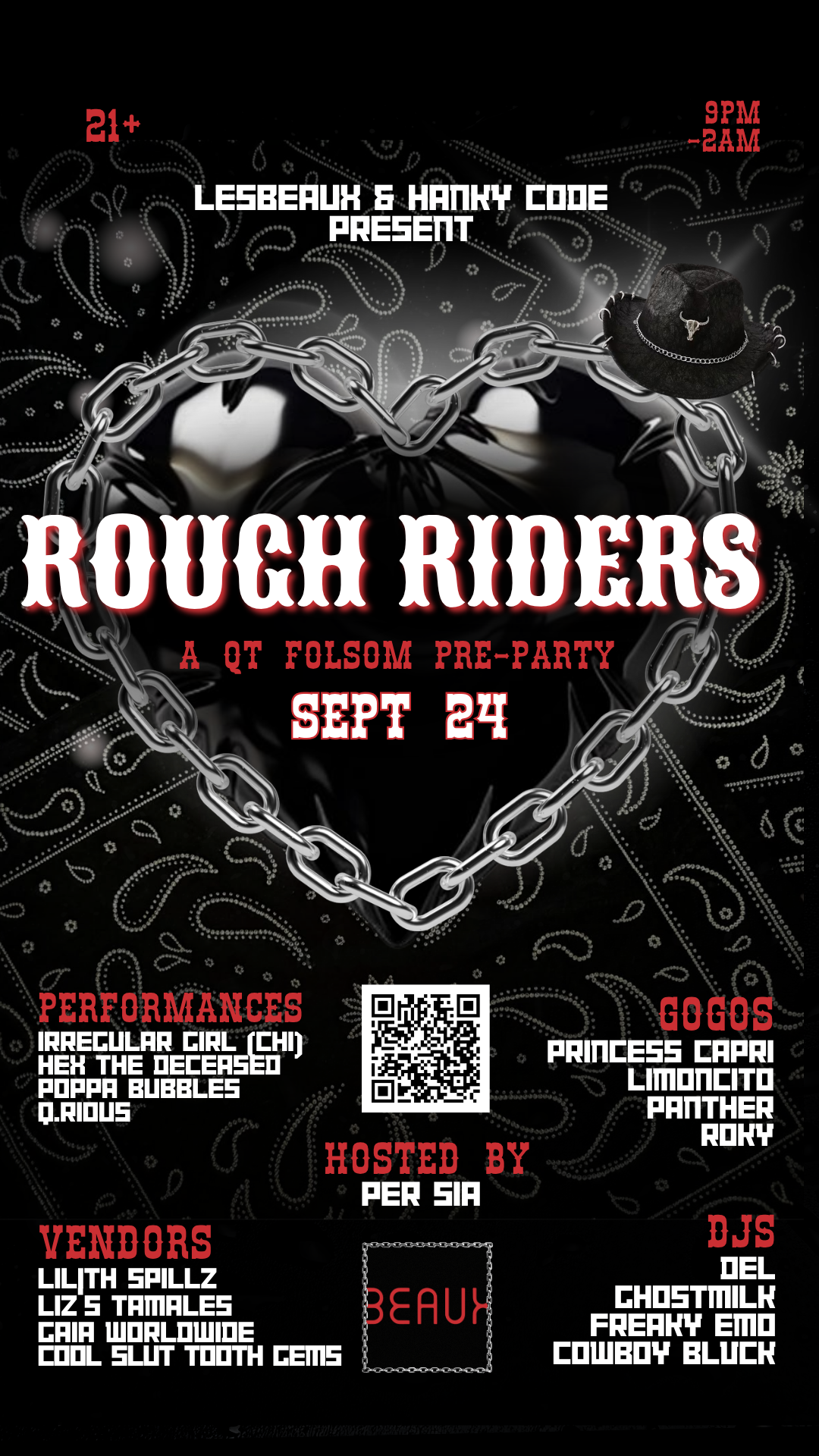 ROUGH RIDERS by Lesbeaux & Hanky Code (A Sapphic Party) *FOLSOM WEEK* — Beaux SF